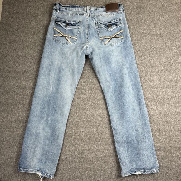 TK Axel Jeans Slim Boot Men’s 36x32 Blue Denim Grunge Distressed Y2K - Picture 4 of 8